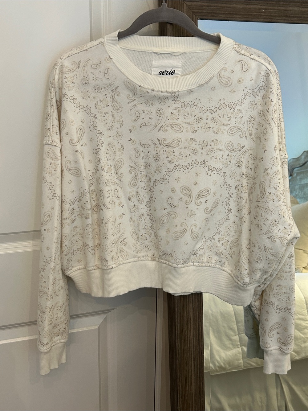 aerie Cream Paisley-Print Sweatshirt